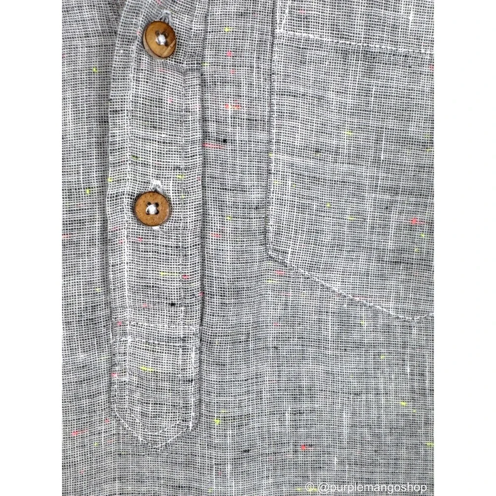 Chubbies The Nutter Mens M Gray‎ Cotton Linen Popover Shirt Speckled Made in USA